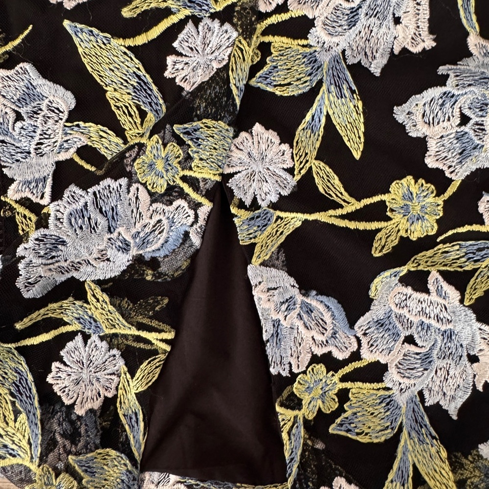 Rachel Rachel Roy Blue Floral Embroidered Sheath Dress Mesh Overlay Size 2 - Picture 10 of 13